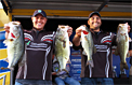 Tim Eaton (left) and Chris Risner of Michigan weighed 24 pounds, 13 ounces on Day 2 of the Toyota Bonus Bucks Bassmaster Team Championship on Lake Guntersville to claim the victory with a two-day total of 48 pounds, 7 ounces.   Photo Credit: Ronnie Moore/B.A.S.S.