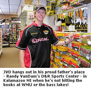 Jonathan VanDam JVD spends his spare time at his father - Randy Vandam's store - D & R Sports Center in Kalamazoo Michigan