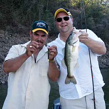 Lake Comedero bass fishing guide Jose with Jim Sprague of NBAA holding one of his many bass caught January 19, 2009