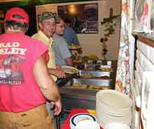 The dinner line at the Lake Comedero camp for Ron Speed Jr's Adventures.