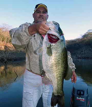 Ron Speed Jr with a grande hog bass that sucked down a Pop'R up against the bank of a small back end point
