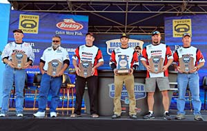 The 2010 B.A.S.S. Federation Nation Championship top finishers including national champion Brandon Palaniuk (4th from left)