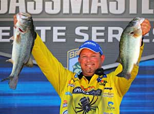 Bobby Lane shows off two big largemouth bass from West Point Lake Pride of Georgia Elite Series 2011 event Bobby Lane shows off two big largemouth bass from West Point Lake Pride of Georgia Elite Series 2011 event