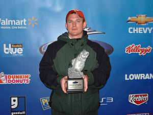 Co-angler Bradley Smith caught a five-bass limit weighing 16 pounds, 10 ounces March 5 to win $2,140