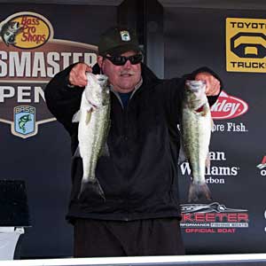 Co-angler Dan Jolly is tied for the lead day one at the B.A.S.S. Southern Open event on Lake Norman with 8 pounds, 9 ounces
