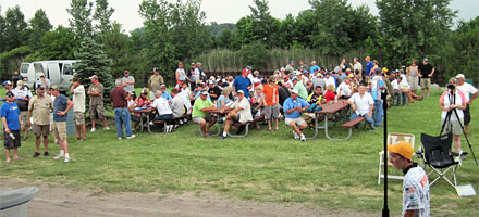 Spectators, anglers, city officials and media gather at Lake St. Clair to watch the June 22, 2013 Monster Quest VIII weigh in at the Nine Mile Road Boat Ramp in St. Clair Shores