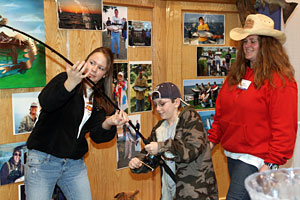 The fishing simulator allows visitors at the MUCC Outdoorama show in Novi to fight a large, virtual fish