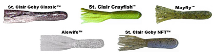 Xtreme Bass Tackle custom unique tube colors are based on over 15 years of research by Captain Wayne Carpenter. He designed the original St. Clair Goby Classic, St. Clair Crayfish, Mayfly, Alewife and St. Clair Goby NFT pictured here