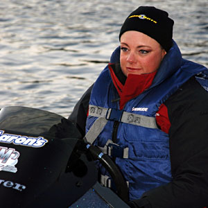 Janet Parker prepares for the morning blastoff during a recent Bassmaster event Janet Parker prepares for the morning blastoff during a recent Bassmaster event