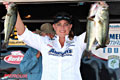 Day 1 leader Janet Parker of Little Elm, Texas, at the Academy Sports and Outdoors Women’s Bassmaster Tour tournament on the Ouachita River