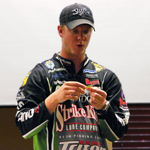 Kalamazoo Elite Angler Jonathon VanDam joined Uncle Kevin at the 2013 Oklahoma Bassmaster Classic, Jonathon's first Classic appearance, shown here demonstrating dropshotting the Strike King Dream Shot at the 2013 Ultimate Fishing Show Detroit