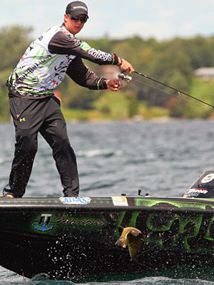 Jonathon VanDam needs a good showing on Lake St. Clair this week like his 2nd place finish last week during the St. Lawrence River Showdown to ensure a 2014 Bassmaster Classic berth. Photo credit: B.A.S.S./James Overstreet