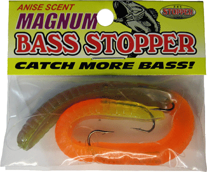 Bass Stopper pre-rigged worms come in two sizes including the Magnum.