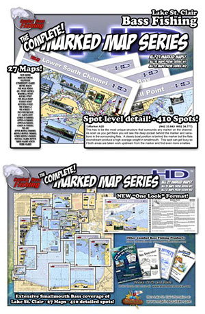 Xtreme Bass Tackle Marked Maps HD High definition color bass fishing maps of Lake St. Clair and the St. Clair River save you time and money with 410 fishing hot spots covered including many GPS waypoints