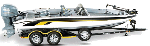 The Ranger 621VS is 21’ 3” long with a wide 94 ¾” beam and 25” depth. It’s rated for a 200 to 250 horsepower motor and has a 55 gallon centered gas tank.