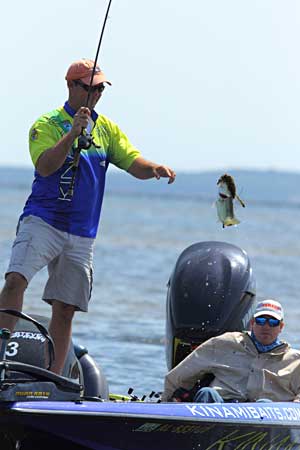 Auburn Alabama Elite angler Steve Kennedy grew up fishing West Point Lake in Georgia, shown here flipping a bass into the boat Auburn Alabama Elite angler Steve Kennedy grew up fishing West Point Lake in Georgia, shown here flipping a bass into the boat
