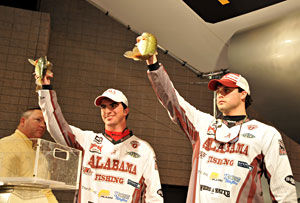 University of Alabama team anglers weigh-in during the 2010 Bassmaster College Classic