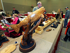 The Woodland Woodcarvers bring their outstanding handcrafted carvings done by local artists