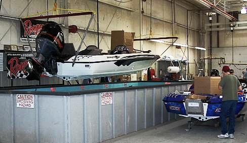 Every boat must pass the ‘tank test’ before it is approved for release to its new proud owner. Here’s a wicked new Z21 with (my favorite) a Yamaha VMax HPDI 250 hung on the back being prepared for the ‘test.’ 